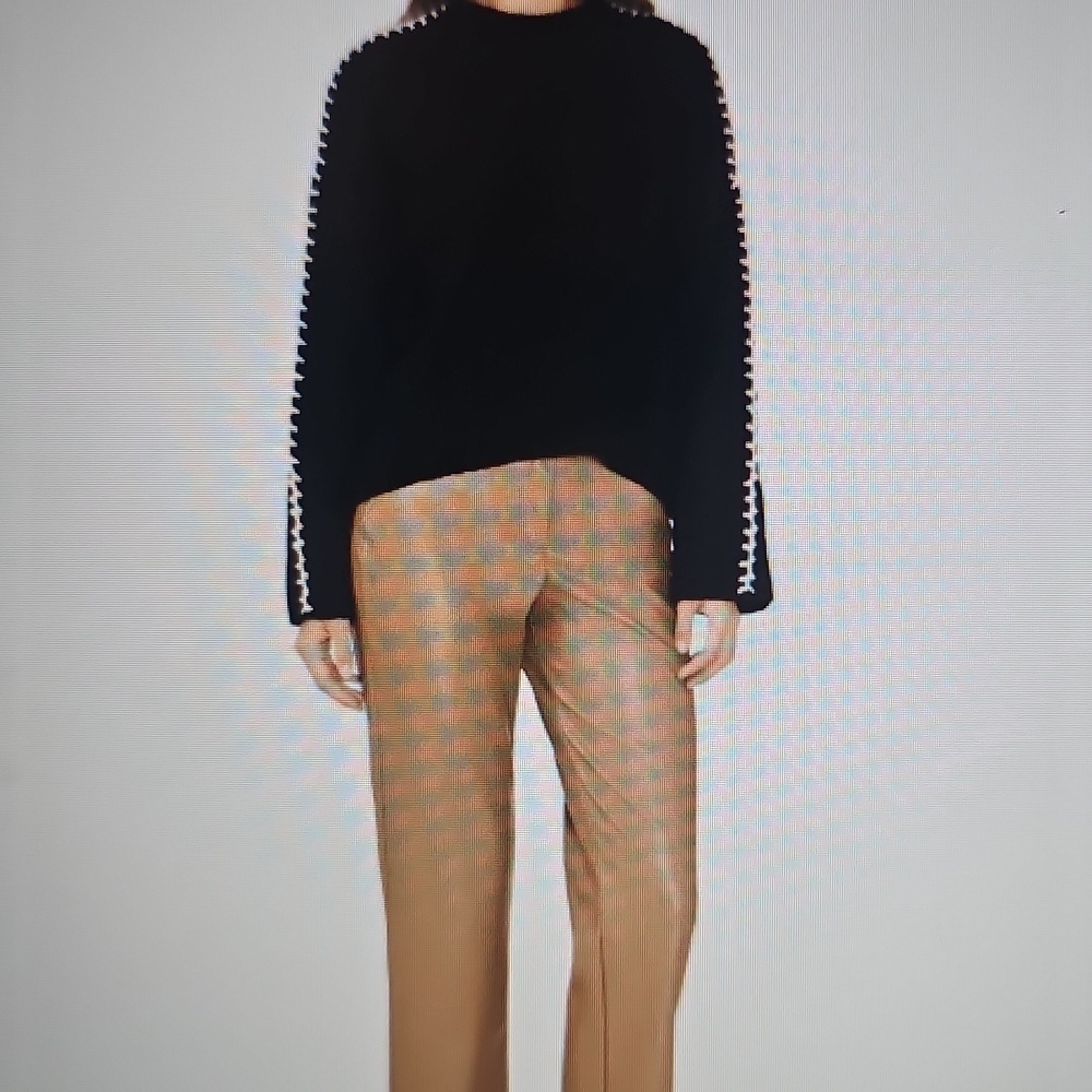 New Halogen Contrast Stitch Chunky Plush Thick Sweater BLK/White XL - Picture 4 of 14